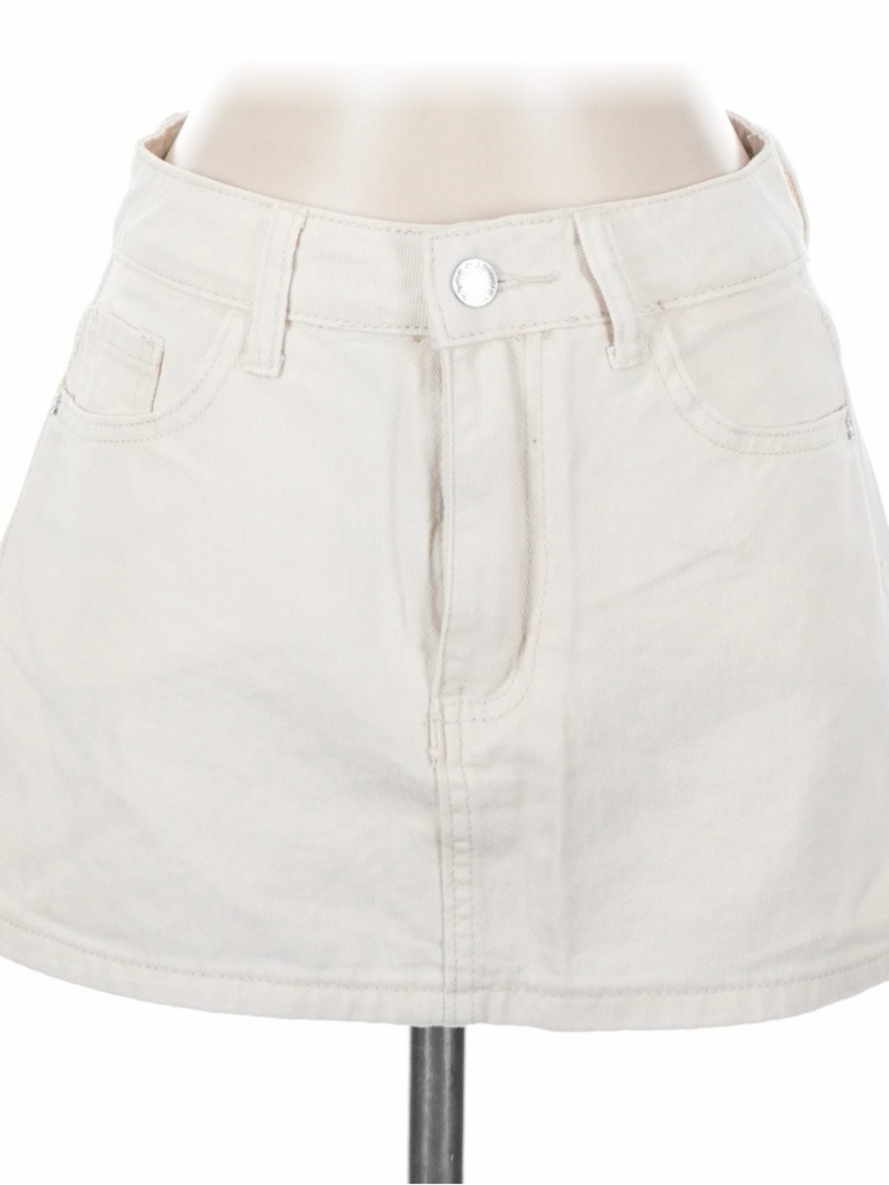 100% Cotton Cream Denim Mini Skirt